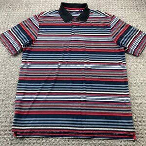 Jack Nicklaus Golf Shirt Men Large L Multicolored Stripes Black Red Blue White